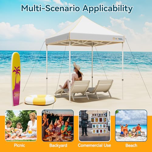 Hoteel 6.6x6.6 Pop Up Canopy Tent Heavy Duty with 4 Sidewalls, Waterproof Party Tent, Easy Set-up Commercial Instant Tents with Hand Bag, Rope & Nail, Hexagonal Leg (1-Year Warranty) - color: White, size: 6.6×6.6 （4 Walls）