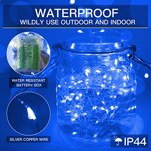 suddus Blue LED Christmas Lights Outdoor，200led 66ft Battery Operated Fairy Lights Indoor, Twinkle Lights for Bedroom, Halloween, Backyard, Tree, Dorm, Patio, Tapestry, Garden, Party - color: Blue, size: 200LED