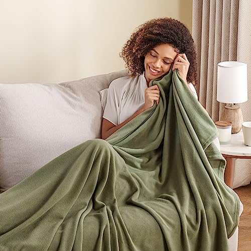 Berkshire Blanket Microfleece Throw Size Bed Throw Blanket Dark Sage Green,Lightweight Soft Breathable Plush Micro Fleece Throw Blanket for Travel,Bed and Couch,50x60 Inches - color: Dark Sage Green, size: Throw/Throw XL