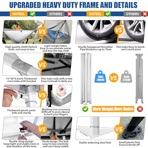 HOTEEL 10x10 Pop up Canopy Tent for Parties, Heavy Duty Easy Setup Tent with 4 Sidewalls, Outdoor Commercial Instant Gazebo for Wedding Event, with Portable Bag, White(Hexagonal Frame) - color: White, size: 10x10FT (+4 Walls)