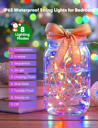 Minetom 12 Pack Fairy Lights Battery Operated String Lights 8 Modes, 7ft 20LED Multicolor Waterproof Silver Wire Twinkle Lights, Firefly Starry Moon Lights for Mason Jars DIY Christmas Wedding Party - color: Multicolor, size: 12 Pack
