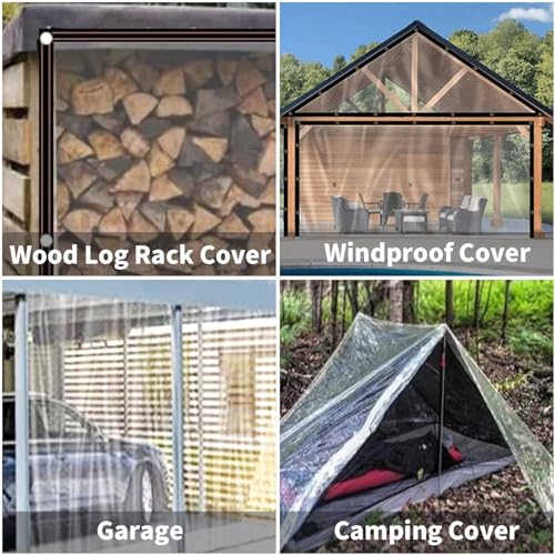 Waterproof Cover Clear Tarps 6x11 FT, Clear Tarp for Deck Porch Patio Canopy Outdoor Camping Ground Garden Furniture Cars Covers, PVC Heavy Duty Tarpaulin, with 10 Marbles Bundle and 1 Rolls Ropes - size: 6x11 FT