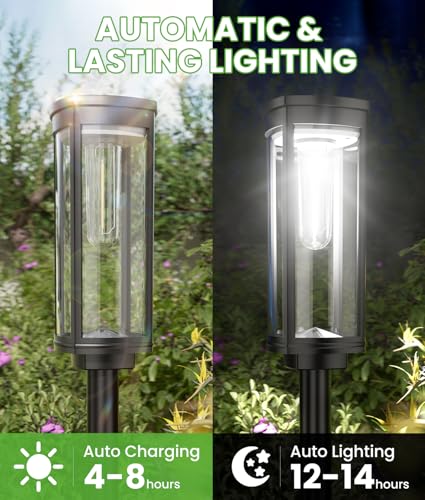 BITPOTT Bright Solar Pathway Lights, 2 Pack Solar Lights Outdoor Waterproof IP65, Auto On/Off Pathway Landscape Lighting, Outdoor Light for Yard Garden Walkway Landscape Lawn Patio Lighting - color: Cool White, size: 2 Pack