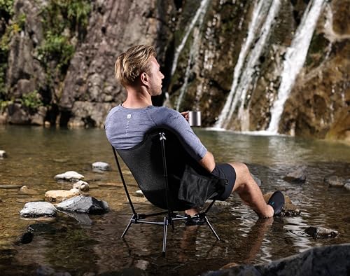 MARCHWAY Ultralight Folding Camping Chair, Heavy Duty Portable Compact for Outdoor Camp, Travel, Beach, Picnic, Festival, Hiking, Lightweight Backpacking (Black) - color: Black
