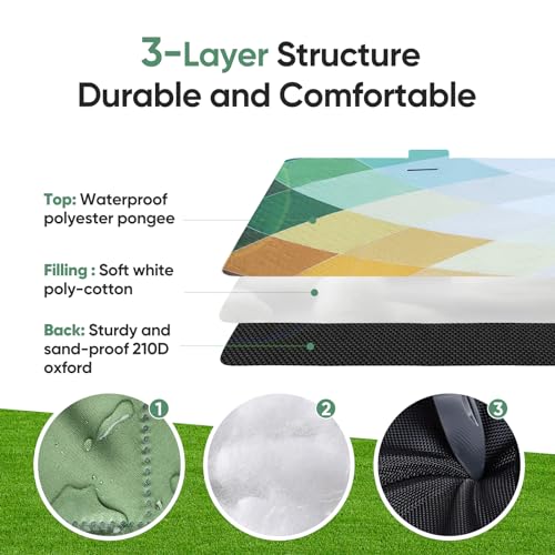 Picnic Blanket Waterproof Extra Large 79"x79" 210D Oxford Outdoor Blanket for Grass Portable Sand Proof Beach Blanket for 6-8 Adults (Nature Palette) - color: Nature Palette