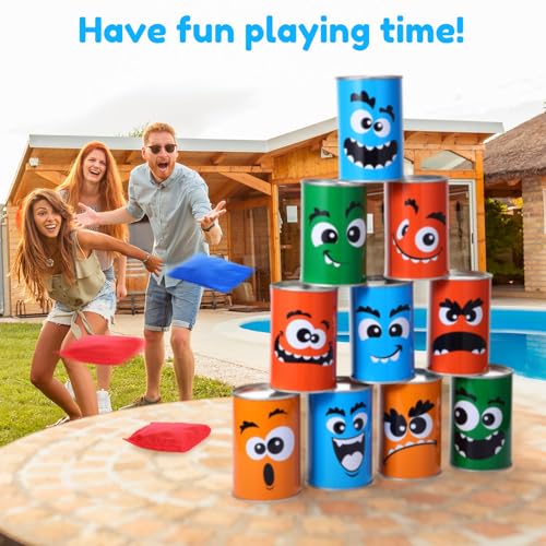 Hungdao 3 Sets Carnival Games Combo Set, Dart Board with Balls Plastic Cones Ring Bean Bags Toss Game for Boys Girls Adults Family Birthday Yard Indoor Outdoor - style: Fun Style