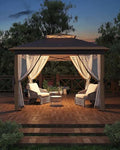 11x11 Pop - Up Gazebo with Mesh Netting, Easy Setup,Instant Outdoor Canopy Tent,Water & UV Resistant,for Family Patio & Garden Use