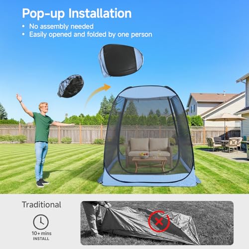 Alvantor 6x6 FT Pop Up Screen Tent - Instant Setup Gazebo with Mosquito Net & UV Protection for Patio, Backyard, and Camping (Fits 2-3 Adults),Charcoal Gray - color: Charcoal Gray, size: 6'x6'