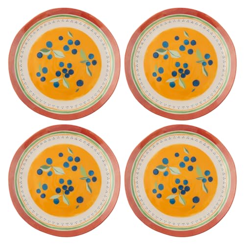 Karma, 8.75 inches Melamine Salad Plates Set of 4, Reusable Dishwasher Safe Plates for Outdoor and Indoor, Blueberries - color: Blueberries
