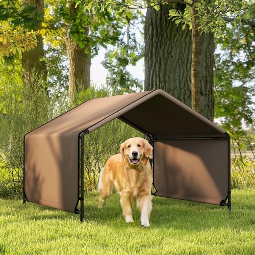 Waterproof Portable Dog Tent Shade Protection Compact Durable Eco-Friendly Foldable Brown Lightweight Easy to Set Up Travel