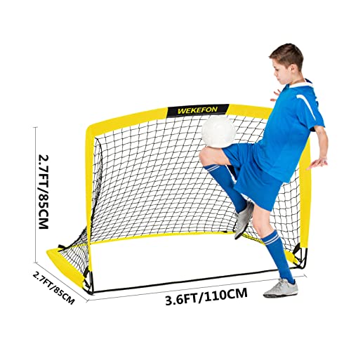 Soccer Goal with Carry Bag, 10/9MM Strengthen Pole, Arched Design, Kids Soccer Goals for Backyard Set 5x 3.1/3.6x2.7/2.9x2.4ft Portable Pop Up Soccer Nets for Toddler, Adults, Youth Games, Play, Gifts - color: Yellow, style: 2 Goals-3.6 ft x 2.7 ft