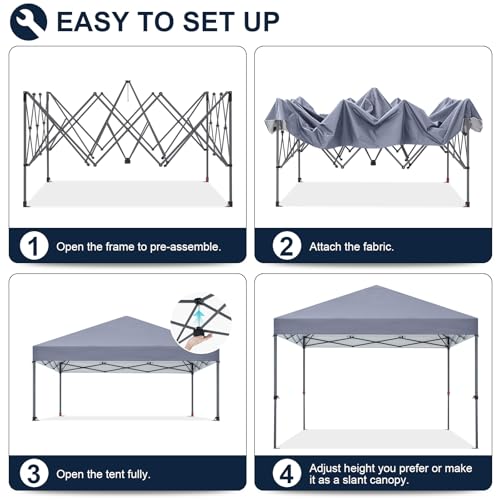 COOSHADE Durable Easy Pop Up Canopy Tent 10x10Ft, with 4 Sandbags(Grey) - color: Gray, size: 10x10Ft