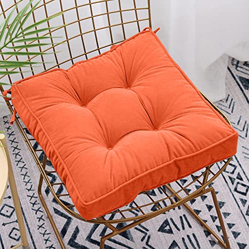 Furlide Chair Cushion with Ties 18 x 18 Inch Indoor Outdoor Cushions for Dining Chairs Set of 2, Square (Orange, 18 x 18 Inch) - color: Orange