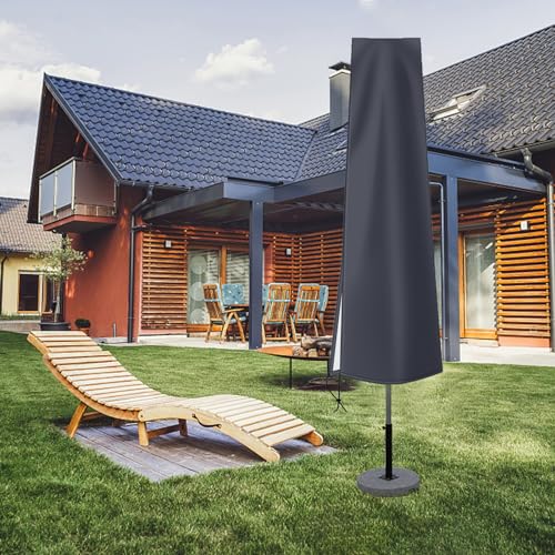 OKPOW Outdoor Umbrella Cover - Small Patio Cover for 6 ft to 9 ft Table Umbrellas - Waterproof Windproof Anti-UV Garden Parasol Covers, Dark Grey - color: Dark Grey