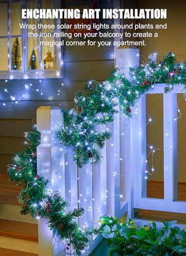 Minetom Solar String Lights, 2 Packs Total 66Ft 200 LED Solar Fairy Lights, Waterproof Solar Lights for Outside Patio Yard Tree Wedding Christmas, Pure White - color: Pure White, size: 2 Packs