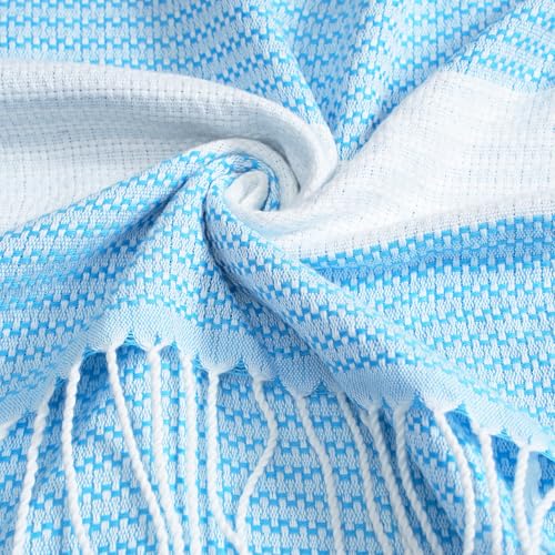Genovega 6 Oversized Turkish Beach Bath Towel Set Bulk 74"x38" Extra Large Sand Free Quick Dry Swim Camping Pool Clearance Towels Blanket Essentials Adult Multi LightBlue Dot - color: Multi Lightblue Dot