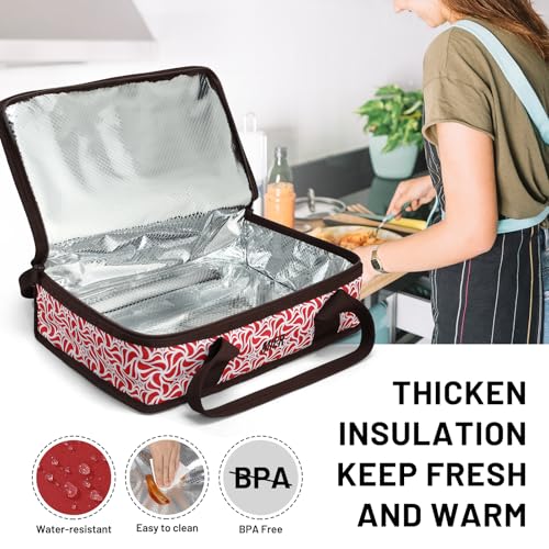 MIER Insulated Casserole Carrier for Hot or Cold Food Thermal Food Carrier Bag for Lasagna Potluck Parties Picnic Cookouts, Fits 9"x13" Baking Dish/Foil Pan, Red - color: Red, size: 16 x 10 x 4 inches