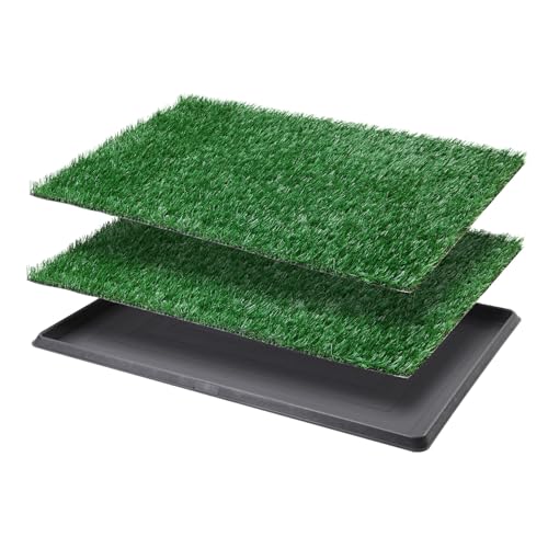 LOOBANI Dog Grass Pad with Tray Large Dog Litter Box, Indoor Potty for Apartment and Patio Training, with 2 Packs Fake Grass Pee Pads for Replacement (Tray Potty 23.6 * 35.5inch) - size: Tray Potty 35*23inch