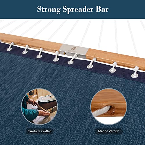 SUNCREAT Hammocks Standing Backyard Hammock with Stand, 2 Person Heavy Duty Hammock with 13.5 ft Wooden Stand, Navy - color: 08-navy