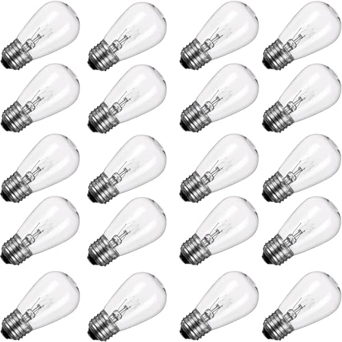 S14 Incandescent Edison Light Bulbs - 11W Vintage Clear Glass Bulbs with E26 Medium Screw‐Base, Warm Filament Replacement Bulbs for Outdoor Patio Garden String Lights, 20 Pack - style: 20 Pack