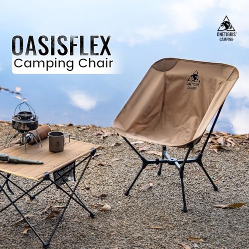 ONETIGRIS OasisFlex Camping Chair,Portable Chair with Carry Bag,Great for Camping,Beach,Picnic,Park,Lawn,Sports and Outdoor Events - color: Coyote Brown