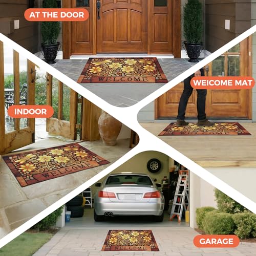 Durable Welcome Door Mats 24”x36” – Heavy Duty Non-Slip Rubber Outside Door Mat Large Front Outdoor Mat for Home Entrance, Porch, Patio, Garage and High Traffic Areas,Dragonfly Flower - size: 2' x 3' (Rectangular)