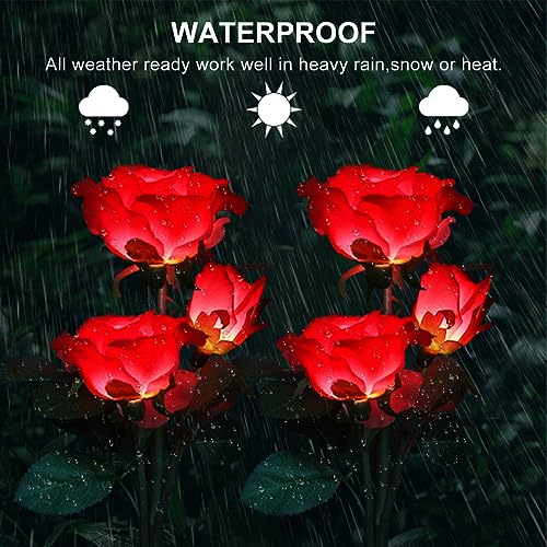 Anordsem Rose Lights Solar Powered for Women: Garden Light Waterproof for Yard Decorations Outdoor - Flower Lamp Colorful Lighting Cemetery Decor - Mother's Day Birthday Gifts for Mom Wife - color: Red, size: 2 pack (LED luminous color-changing)