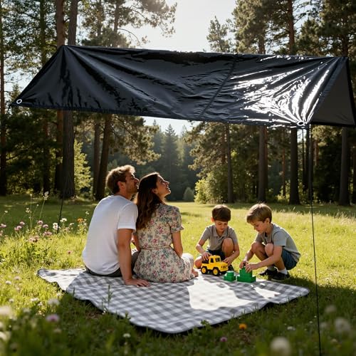 XL Heavy Duty Tarp 7x9 ft - All-Weather Tent 5 Mil Tarp Ground Nails Reinforced Corners Equipped Storage Bag for Truck, Boat, & Outdoor Furniture Covers Resistant Year-Round Use Multipurpose Tarps
