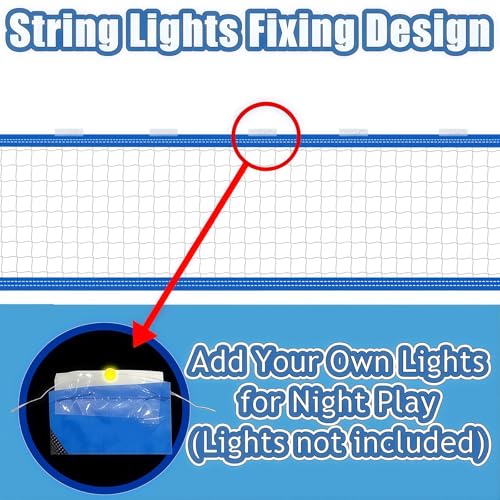 Upgrade Pool Volleyball Net Replacement, Adjustable Length 15-31 FT Portable Volleyball Net for Inground Pools & Above Ground Pools, Heavy Duty PE Net for Backyard Swimming Pool Beach(Net Only)