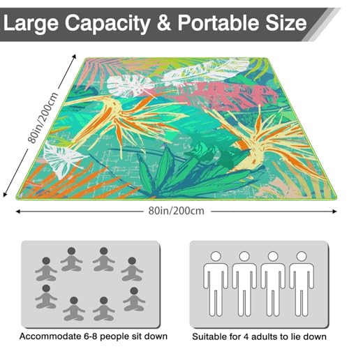 Supfitness Extra Large Picnic Blankets Waterproof Foldable (80 "x 80") Beach Blanket Waterproof Sandproof,3-Layer Thicking Mat Outdoor Packable Camping Blanket(Bohemian) - color: Lake Green, size: 80x80in