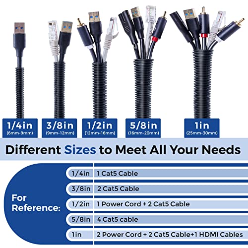 10ft 3/8inch Cable Management, White Wire Loom Tubing Cord Protector, Cable Sleeve Wire Wrap, Cord Wrap for Computer Cord Organizer, Office, Home, ect - color: White, size: 3/8"-10ft