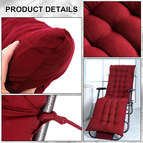 Bucherry 67 x 19 Inch Chaise Lounge Cushions Soft Lounge Chair Cushion Gravity Chair Cushion Sofa Lawn Furniture Cushion Pad with 6 Tie for Outdoor Indoor Patio Home Without Headrest (Wine Red,2 Pcs) - color: Wine Red