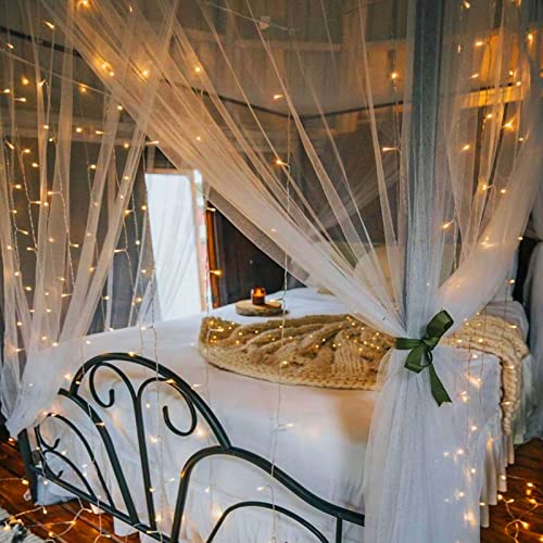 echosari 300 LED Curtain Lights Battery Operated, 9.8ft×9.8ft Hanging Light with Remote Timer Fairy Curtain Lights for Bedroom Patio Wedding Backdrop Party Decór (Warm White) - color: Warm White, size: 9.8ft X 9.8ft