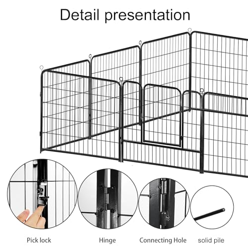 Confote Dog Playpen Pet Dog Fence 16 Panel 32 inch Foldable Exercise Pen Outdoor Metal Pet Fence Barrier Kennel for Medium Dogs Cats Rabbits, Puppy Playpen for RV,Camping,Yard - style: 16 Panels-32 inch