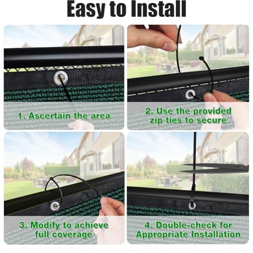 LITA 3' x 92' Garden Privacy Fence Screen Cover (HDPE) UV Protection Weather-Resistant Heavy Duty Shade Cover for Deck, Patio, Backyard, Outdoor Pool, Porch, Railing, Dark Green, Customizable - size: 3 x 92 Feet