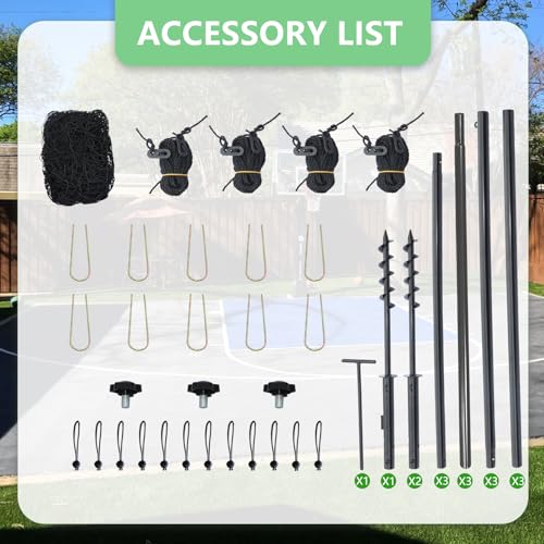 Backstop Net System for Backyard – Heavy Duty Sports Barrier Net with Steel Posts, Movable/Socketed Ball Stop Net for Soccer, Baseball, Training - size: 30FT Wide, style: Socketed-4 Inch Net-12FT TALL