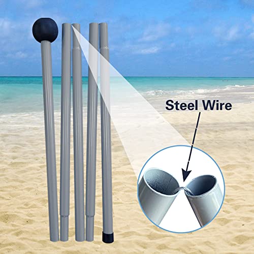 YENGIAM Beach Canopy Beach Tent UPF50+ 11x11 FT Easy to Setup Extra Windproof Rope Sun Shelter Beach Shade Canopy with 4 Stability Poles Outdoor Shade for Beach Camping Family