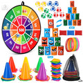 Hungdao 3 Sets Carnival Games Combo Set, Dart Board with Balls Plastic Cones Ring Bean Bags Toss Game for Boys Girls Adults Family Birthday Yard Indoor Outdoor - style: Fun Style