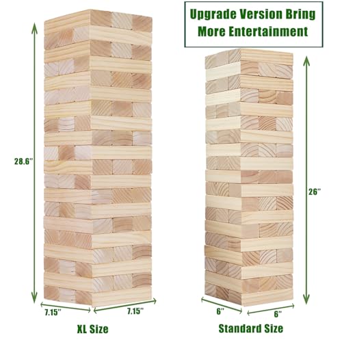 Olsa Jumbo Tumble Tower Outdoor Games 60pcs Large Blocks Stacking Lawn Yard Game for Kids Adults Family Stack to Over 5FT Giant Family Party Games for Holiday - style: XL-Over 5FT