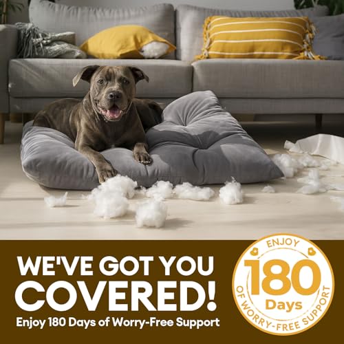 FUNNY FUZZY 30x20 Washable Dog Bed Crate Mat, 2 in1 Pet Pillow Sleeping Bed, Fluffy Deluxe Kennel Mattress for Medium Dog and Cat,Charcoal Grey,M,Beige - color: Beige, size: 30"×19" Medium