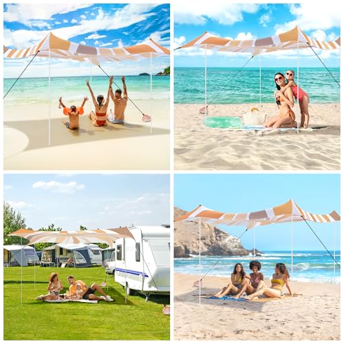 Beach Tent, UPF 50+ Beach Canopy Sun Shade, Portable 10×10 FT Large Pop-Up Beach Tent Sun Shelter with Sand Anchors, Ground Pegs, Easy Setup for Beach, Camping, Park, and Backyard Fun - Sunflower - color: Sunburst