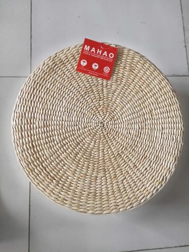 Japanese Style Handcrafted Eco-Friendly Padded Knitted Straw Flat Seat Cushion,Hand Woven Tatami Floor Cushion Corn Maize Husk (Dia40cm/15.8" x 10cm/4") - style: Dia40cm/15.8 Inch x 10cm/4 Inch