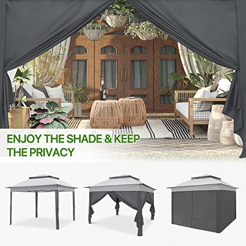 COOS BAY 11x11 Pop Up Gazebo with 4 Sidewalls, Instant Outdoor Canopy Tent with UPF 50+ UV Protection, Water Resistant Shelter with Carry Bag, Stakes & Ropes, Gray - color: Gray
