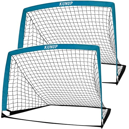 2 of 5×3 6x4 9x5 FT Portable Kids Soccer Goals Set, Foldable Soccer Practice Nets for Backyard with Carrying Bag for Toddler Youth Pop Up Soccer Training Equipment Indoor Outdoor Sports Game Gift - color: Blue, style: 5x3FT