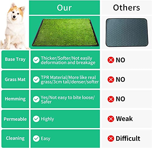 Dog Grass Pad with Tray,40''X27.5''Large Artificial Turf Grass Potty,XL Reusable 3-Layer Dogs Pee Potty Grass Pads, Easy to Clean Portable Dog Litter Box for Indoor/Outdoor Potty Training Toilet