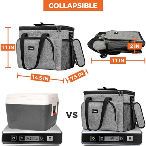 OPUX Soft Cooler Bag, Insulated Collapsible Lunch Cooler Tote for Men Work Camping Beach Travel, Portable Soft Sided Leakproof Waterproof Large Lunch Bag Box with Shoulder Strap 30 Cans, Heather Gray - color: Heather Gray, size: 30 Cans