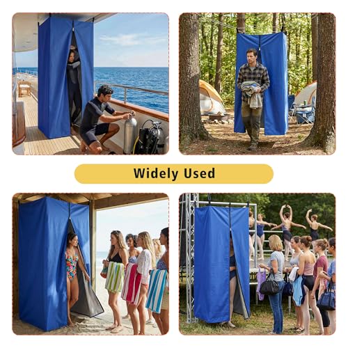 UNIFAMILY Waterproof Pontoon Tent, Privacy Boat Tent, 30 * 27 * 72 in Heavy Duty Hanging Changing Room, Privacy Curtains for Pontoon Boats, Boats Tents Attaches to Bimini Top Poles (Blue) - color: Blue