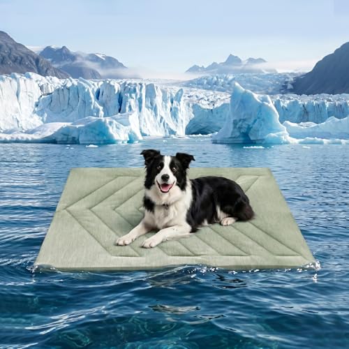 Cooling Mat for Dogs, Ice Green 48" X 28" Self-Coolings Foldable Dog Cooling Mat Q-MAX>0.4 Pet Blanket, Breathable, Washable Cooling Dog Pad for Dogs & Cats, Summer Relief Travel Indoor-B Size - color: Ice Green, size: Size B (48.0"L x 28.0"W x 0.9"Th)