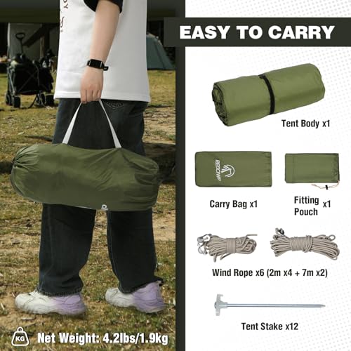 REDCAMP Large Hammock Hot Tent with Stove Jack, Waterproof & Windproof Winter Wall Tent with Snow Skirt, Ultralight 4 Season Tents for Camping, Hiking, Bushcraft, Backpacking, Hunting - style: Screen Tent