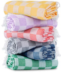 Antfuny 6 Packs Checkered Plaid Turkish Beach Towel Beach Sandproof Fast Drying Extra Large Palm Spring Cabo San Lucas Venice Trip Essentials Pueto Vallarta Nassau Cosaster Accessories Gift - color: 6pcs Plaid Mixed, size: 72 X 36 Inch